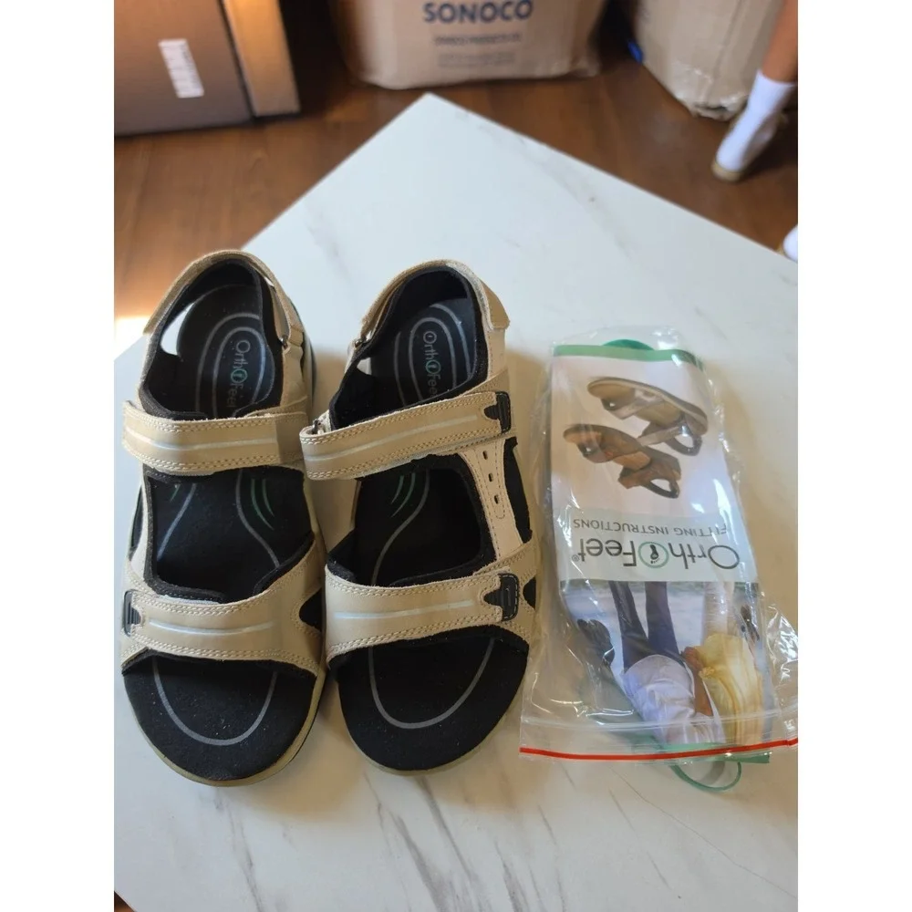 Orthofeet Women's Venice 926 Leather Orthopedic Brown Sandals Sz. 5.5 B Medium